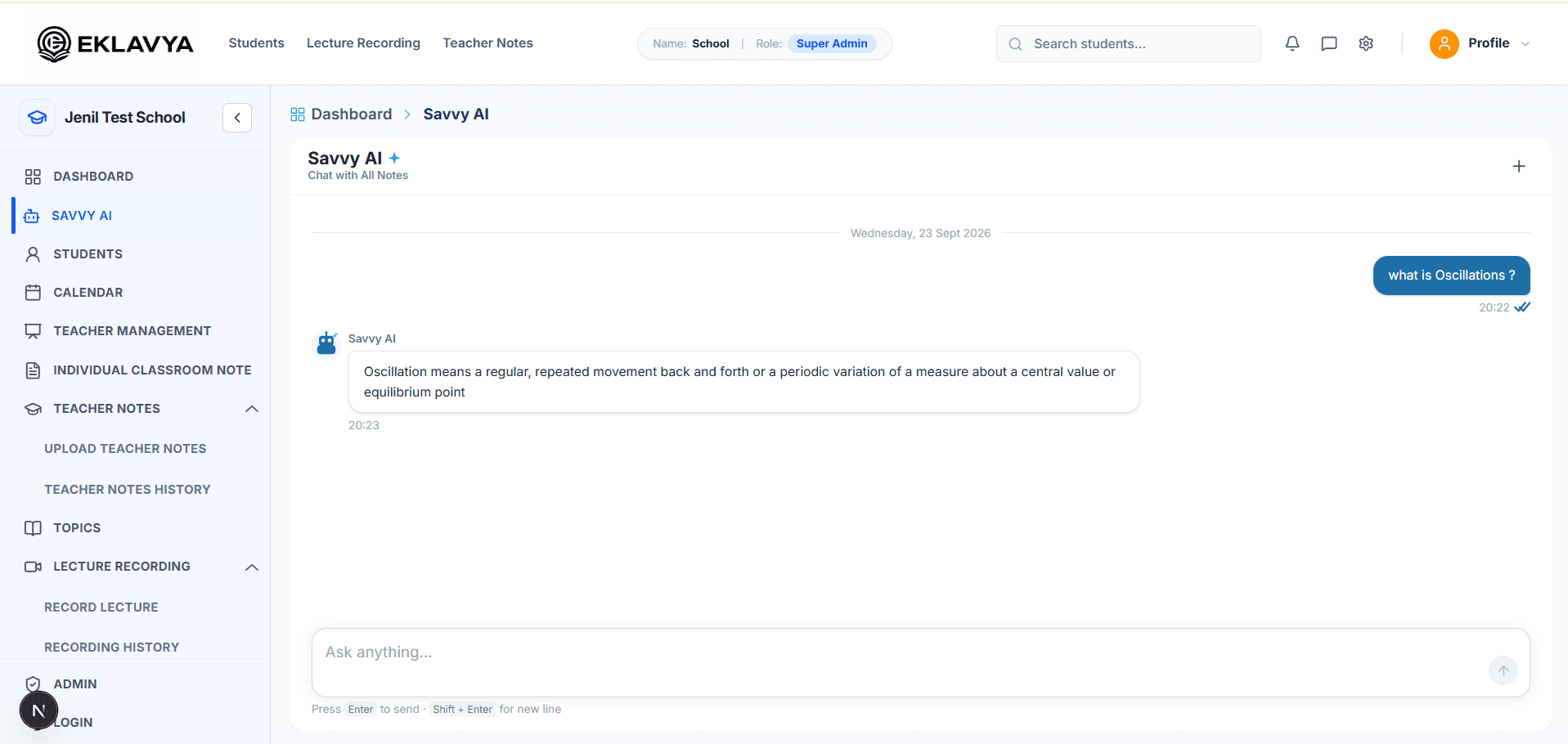A digital learning assistant for students and teachers